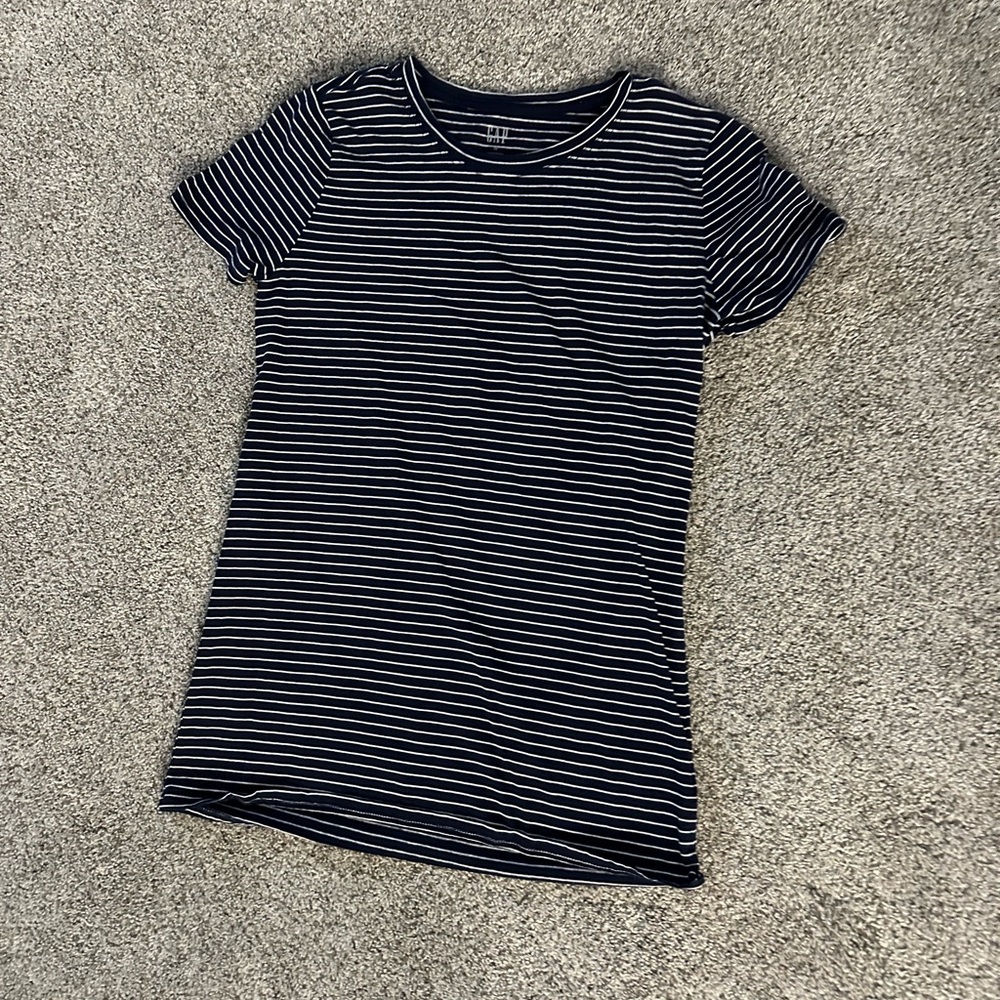 GAP Navy and White Striped Short Sleeve Tee